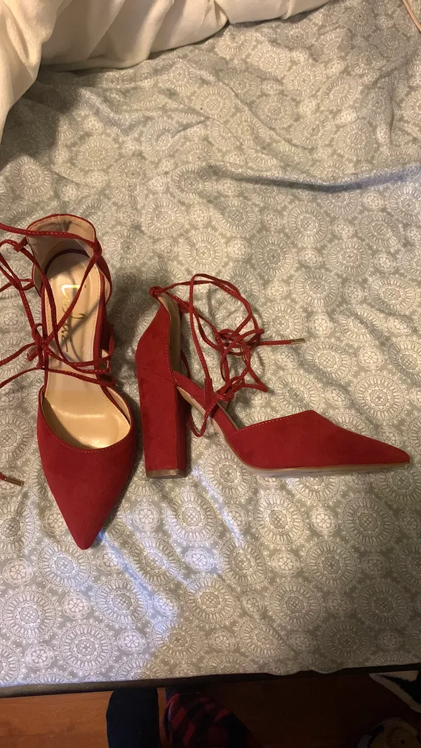 Lulus Red Lace-Up Heels - Image 3