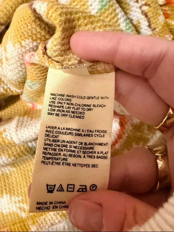 Anthropologie Yellow Floral Waffle Henley Long-Sleeve Top Cottagecore Boho - Image 8
