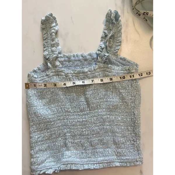 Abercrombie‎ Fitch Top Womens XS Blue Polka Dot Crop Tank Y2K Vintage Baby Blue - Image 4