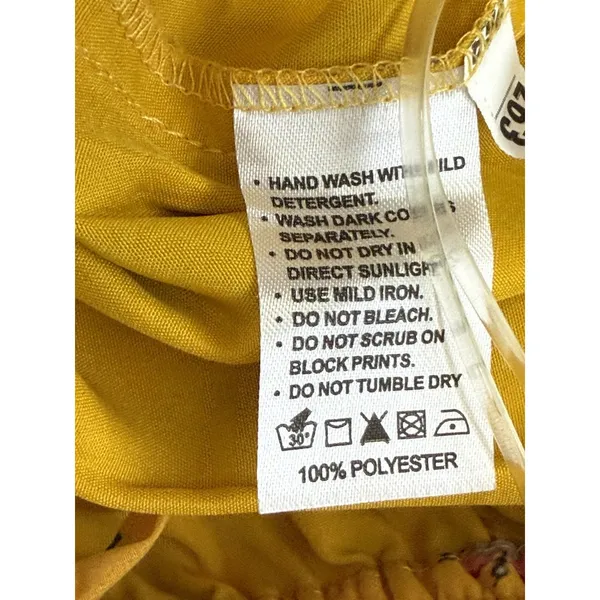 Janasya Yellow Floral Sharara Pants Women Size M Wide Leg Flared Palazzo Boho - Image 14