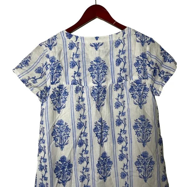 Roller Rabbit white blue Lily Stripe Pamina linen maxi dress sz XS - Image 5