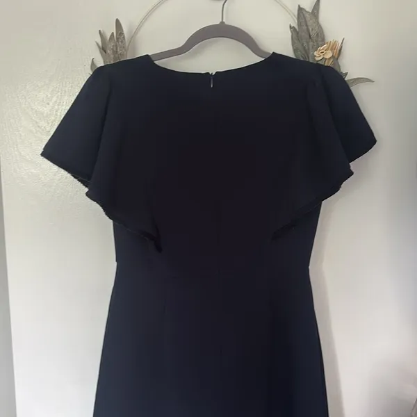 LOFT Navy Flutter Sleeve V-Neck Fit & Flare Dress Size 0 - Image 7