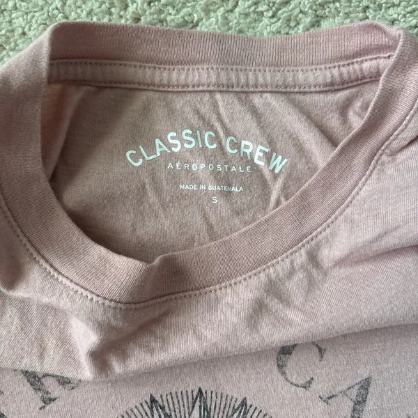 Aeropostale Pink Graphic Classic Crew Fitted Short Sleeve Tee - Image 3