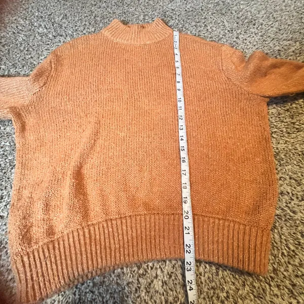 Aerie Mock Neck Ribbed Sweater Rust Orange Speckled‎ Knit Cozy Pullover S P - Image 5