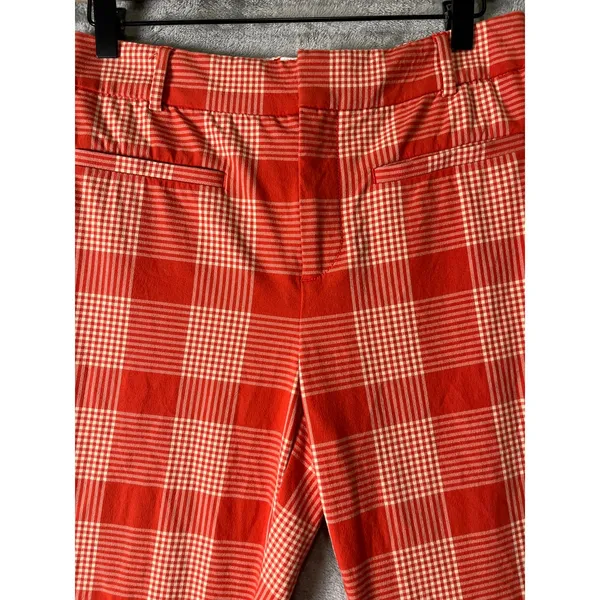 Maeve by Anthropologie Orange Plaid Kick Flare Pants 4 Cropped Career Office - Image 2