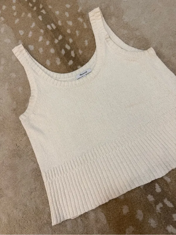 Madewell Knit Sweater Tank Top Ivory Cream Size L Style MN2957 - Image 5