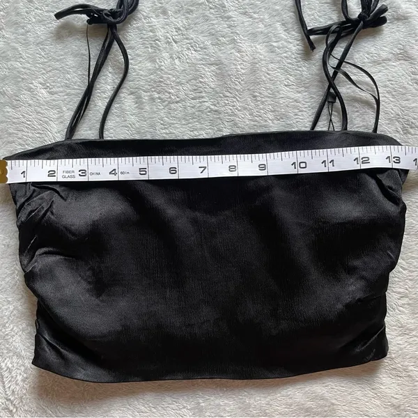 Zara Smocked Satin Bow Tie Strap Minimalist Chic Going Out Crop Party Top Small - Image 6