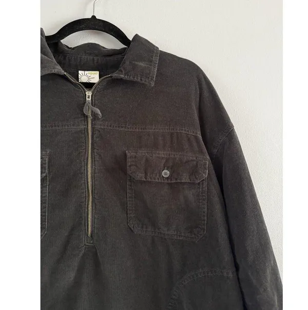 Aerie Offline Dark Gray Corduroy Pullover Frayed Trucker Shirt Size Medium￼ - Image 3