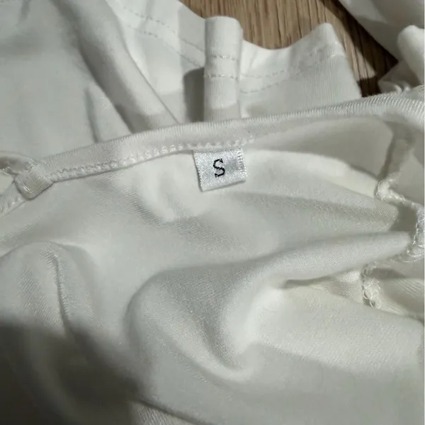 White Athletic Top with Thumb Holes and Cut-out - Image 5