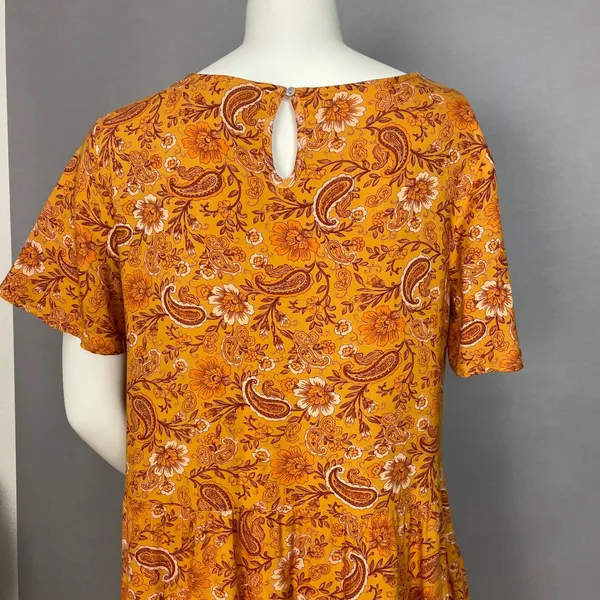 Patrons of Peace Babydoll Dress Paisley Floral Mini Women Sz Large‎ Boho Tiered - Image 6
