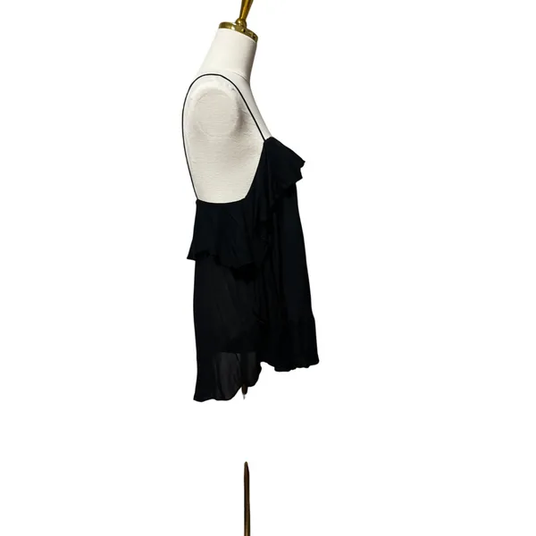 Free People Intimately Black Tiered Ruffle Cami Tank Top Size Medium - Image 2