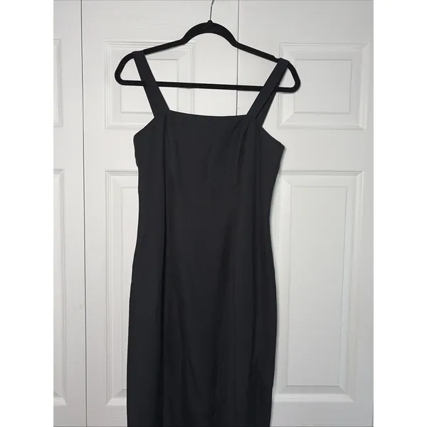 The Bon Marche Vintage 90s Sheath‎ Gown Womens Size 6 Black Crepe Formal Maxi - Image 2