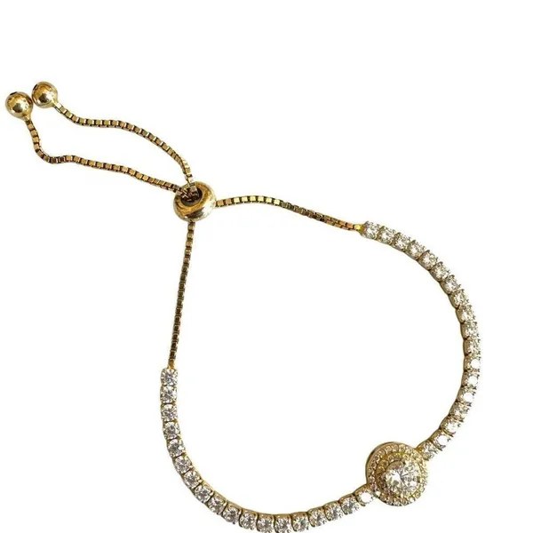 Gold tone rhinestone adjustable bracelet - Image 8