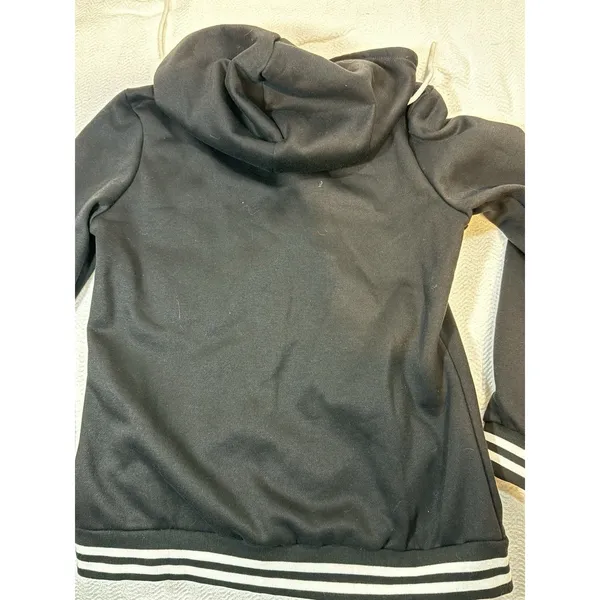 FINWANLO Women’s S Black Fleece Full Zip Hoodie Long Sleeve w/ Pockets - Image 7