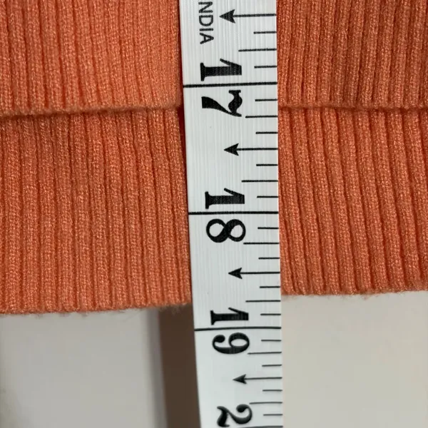 American Eagle Womens Ribbed‎ Long Sleeve Cutout Crop Top Coral Orange Large - Image 6