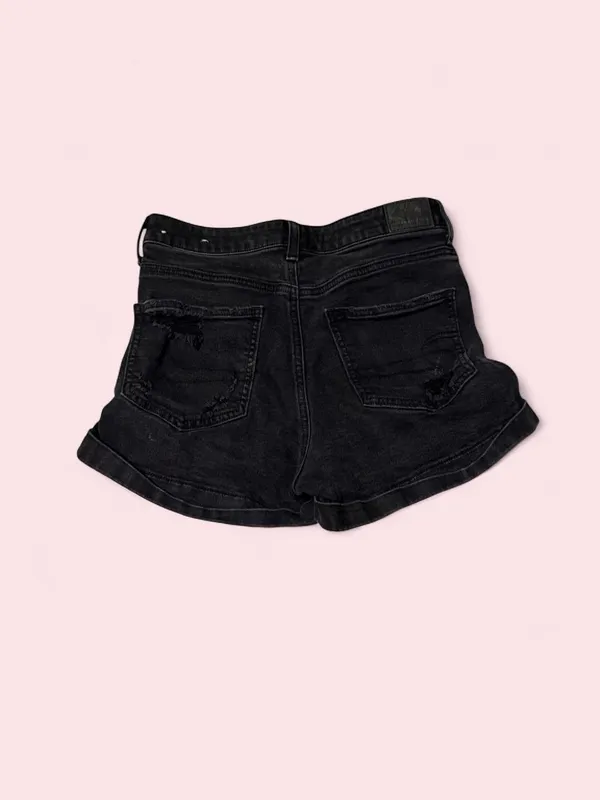 American Eagle Outfitters Black High-Waist Mom Distressed Denim Shorts - Image 2
