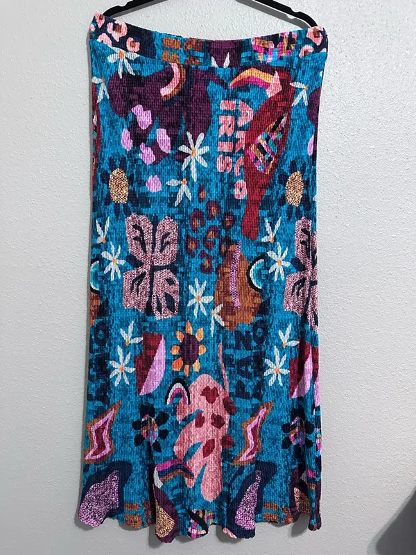 Farm Rio Gabriela Knit Maxi Skirt Vibrant Floral Boho Maxi Skirt NWT - Image 3