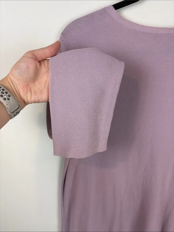 Eileen Fisher Organic Cotton V-Neck Knit Tunic Sweater Women’s Large Purple - Image 8