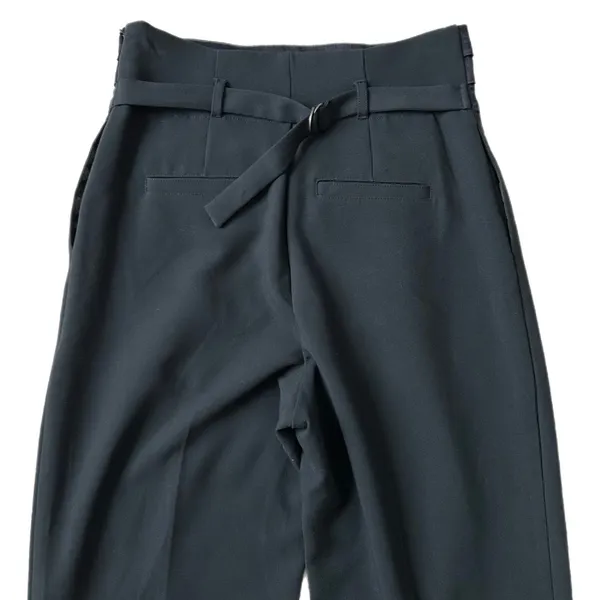 Maeve Anthropologie Trousers Navy Blue Satin Trim Pleated Size 6 - Image 5