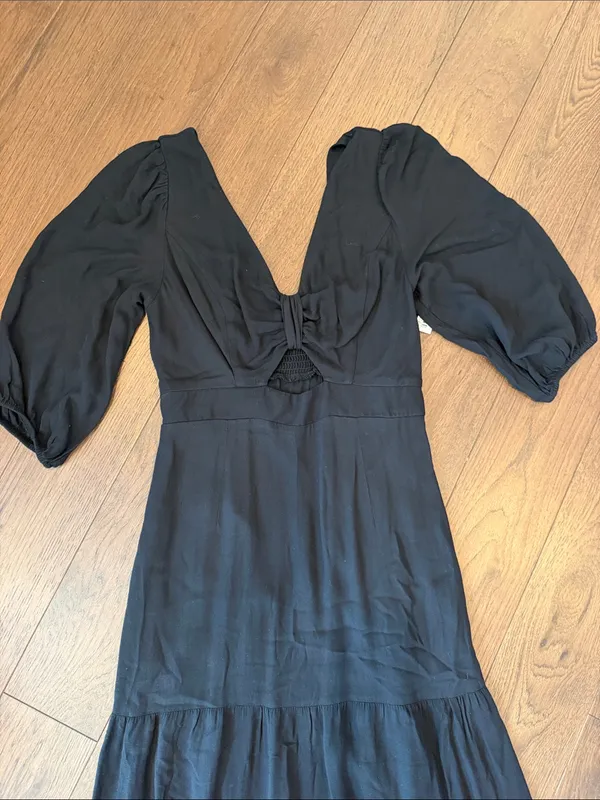 Goodthreads Black V-Neck Cutout Tiered Maxi Dress Size XS NWT - C26-037 - Image 3