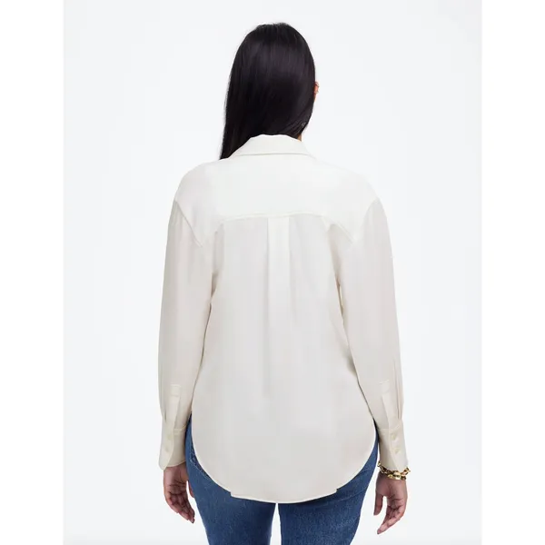 Madewell Contrast Stitch Popover Shirt Blouse Winter White Long Sleeve M NWT - Image 5