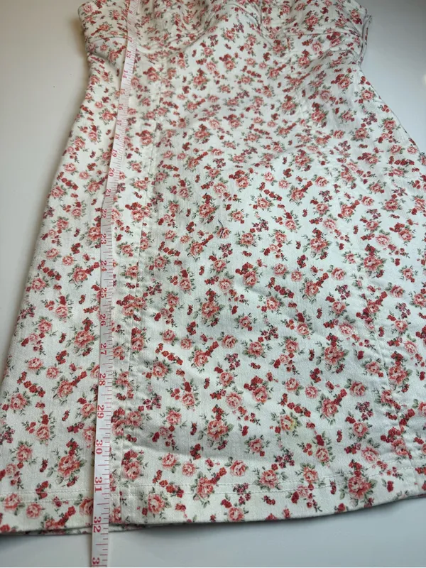 Forever 21 White Mini Summer Dress with‎ Pink Floral Print Size M - Image 7