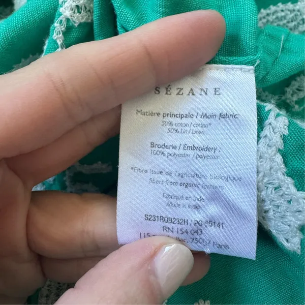 Sézane Sabine Dress Ecru Green - Image 8