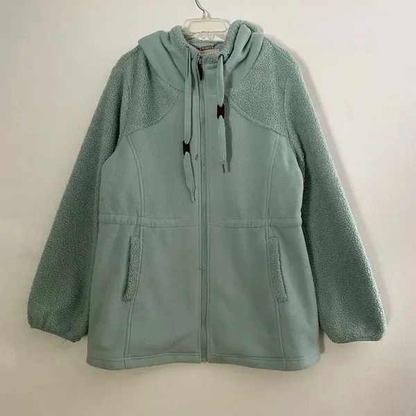 Koolaburra by UGG Sherpa Fleece Zip Hoodie Jacket Large Mint Green - Image 2