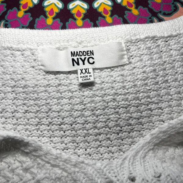 Madden NYC White Pointelle Crochet Knit Midi‎ Dress V-Neck Adjustable Straps XL - Image 5