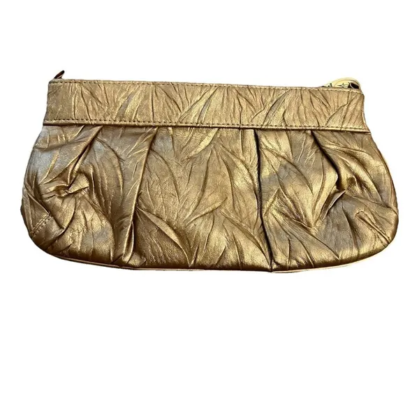 jessica mcclintock‎ purse Gold Shimmery Clutch Evening - Image 2