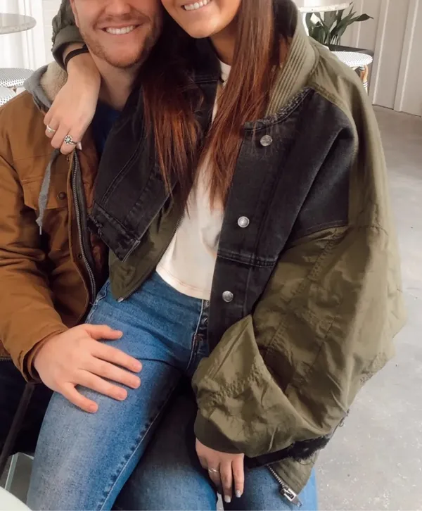 Mixed Fabric Oversized Distressed Jacket, size Small - Image 2