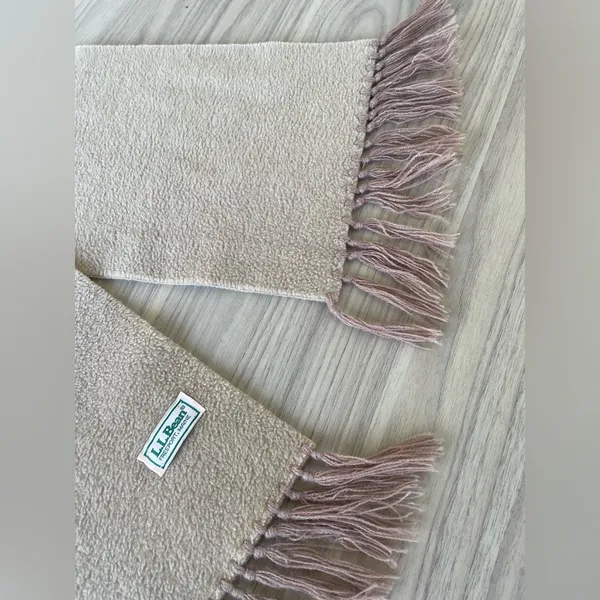 L.L. Bean Beige Fringed Scarf Tan - Image 5