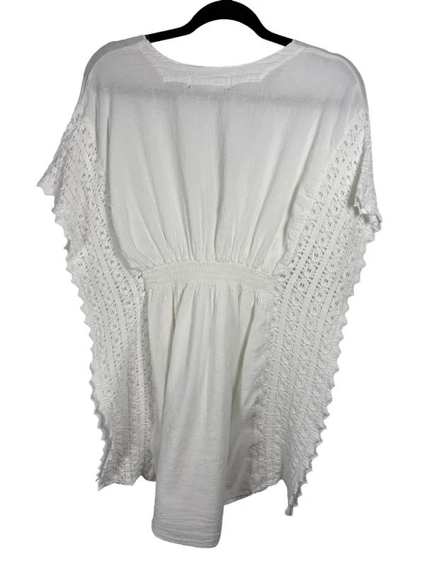 Sea Spice Resort White Crochet Sleeve Cover Up Tunic Dress Large - Image 5