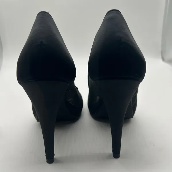 Style & Co Naveah Black Glitter Mesh Peep Toe Heels Party Sparkly Women 6.5‎ - Image 6