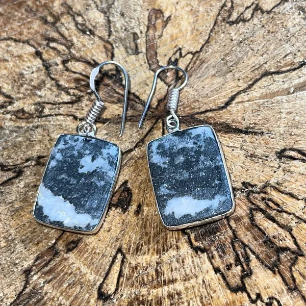 Square White Buffalo Turquoise Earrings 1 1/2” Black - Image 7