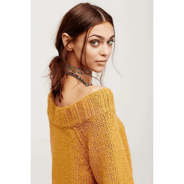 Free People Desert Sun Golden Yellow Beachy Slouch Chunky Sweater Large - Image 12