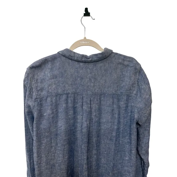 GAP Womens Blue Linen Blend Chambray Style Long Sleeve Button Down Shirt Large - Image 11