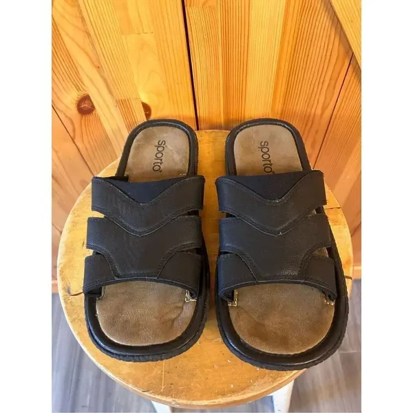 Sporto James Slides Sandals Women's Size Large 11-12 Black Comfort - Image 2
