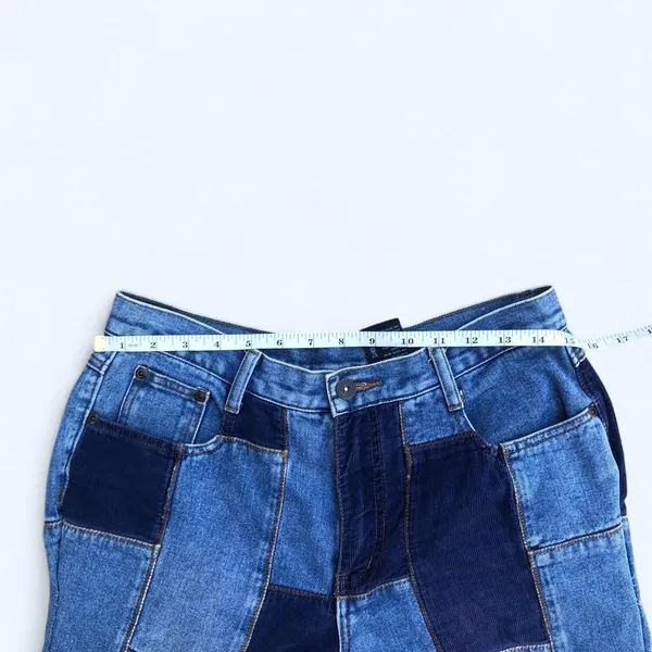 Y2K 2000s Denim Patchwork Boho Indie Mid Rise Wide Flare Bootcut Bell Bottom Jeans #Grunge #Western #Granola #Punk #Skater #Festival #Cottagecore - Image 5