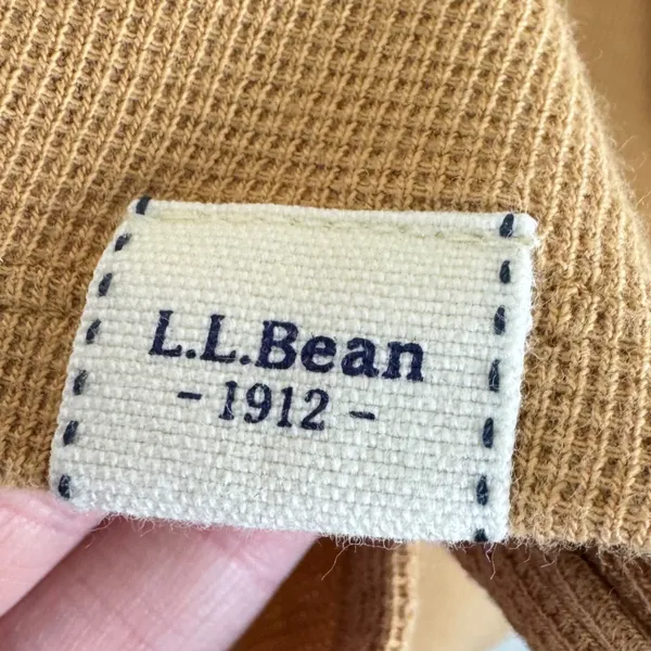 LL‎ Bean Womens XL Waffle Knit Henley Top Mustard Tan Cotton Thermal 517795 - Image 4