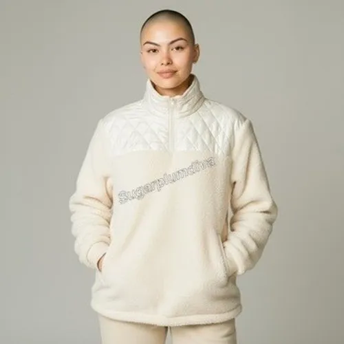 Lularoe‎ Cream High Pile Fleece Pullover Jacket LARGE Plush Cozy Outdoor Quilted - Image 4