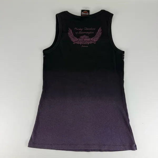 Harley-Davidson Bloomington IN Ombre Tank Top - Purple & Black Filigree - Size M - Image 4