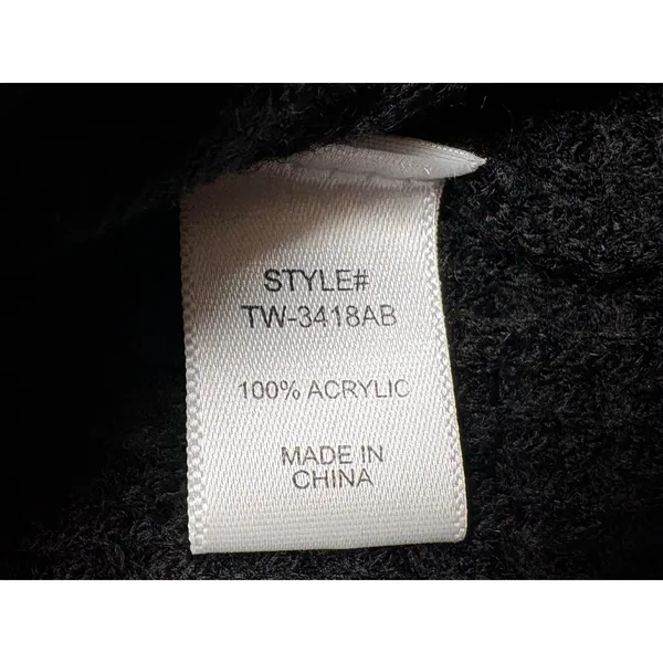 Zenana Black Waffle Knit V-Neck Balloon Sleeve Sweater TW-3418AB Medium - Image 7