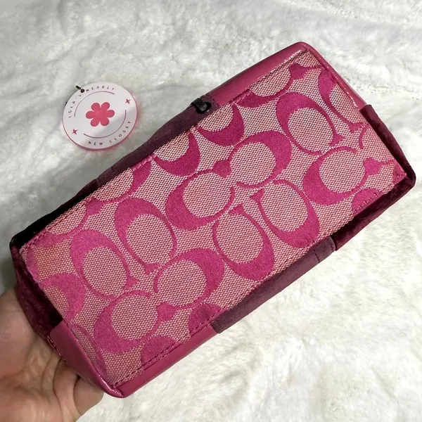 y2k Coach Vintage Pink Patchwork Demi Baguette Shoulder Bag Small Mini Purse - Image 3