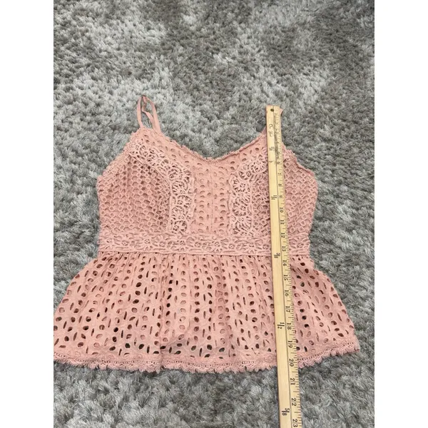 Japna Women’s Pink Floral Crochet Crop Top Boho Sleeveless Sweetheart Neck L - Image 10