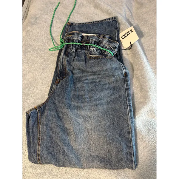 KDB by Kahlana Womens High Rise Paperbag Waist Wide Leg Jeans Dark Wash Size 10 - Image 6