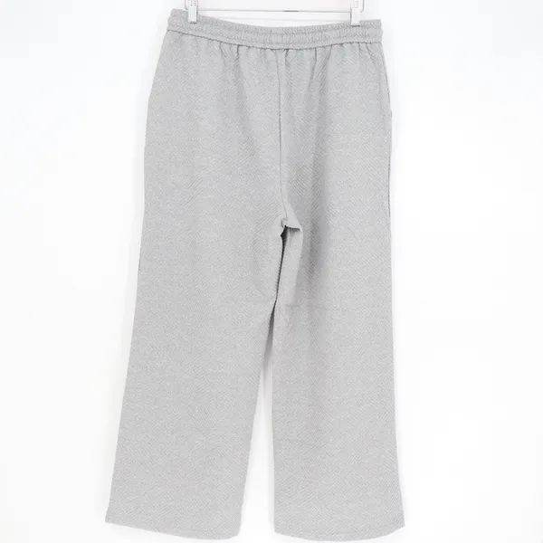 Unbranded Heather Grey Wide Leg Textured Lounge Pants Large Drawstring Knit L - Image 3
