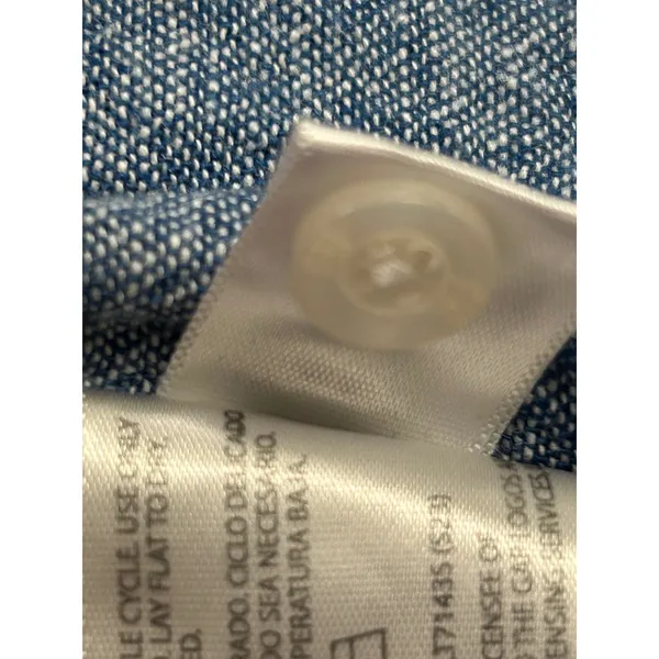 GAP Womens Blue Linen Blend Chambray Style Long Sleeve Button Down Shirt Large - Image 10