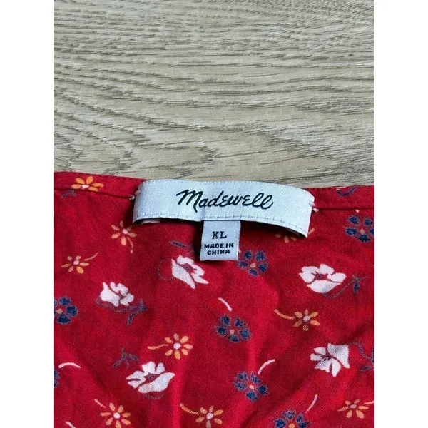 EUC Women Madewell Novel Tie-Front Top floral Prairie Posies vneck viscose sz XL - Image 4