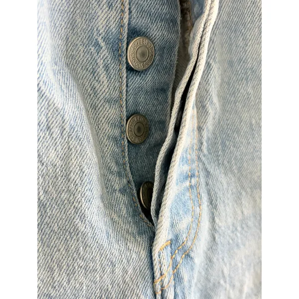 Levi’s 501 Cutoff Denim Shorts Light Wash Button Fly Raw Hem S - Image 4